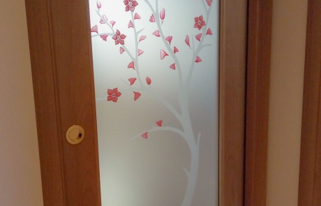 Vetro decorato per porta in legno 'Pesco'